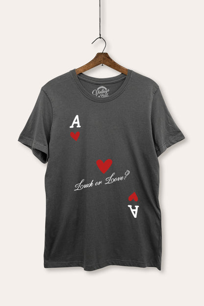 Ace Of Hearts "Luck Or Love?" Graphic Women's Basic Casual Tee