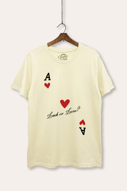 Ace Of Hearts "Luck Or Love?" Graphic Women's Basic Casual Tee