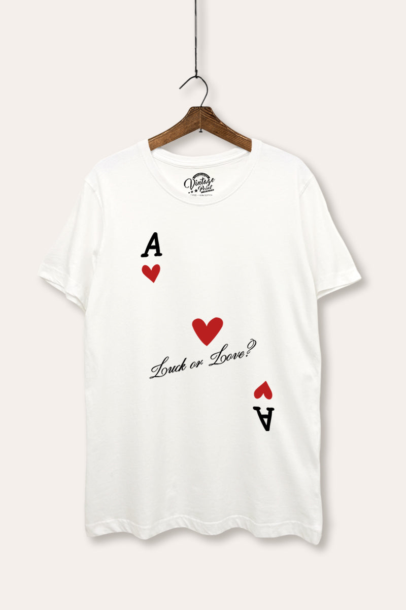 Ace Of Hearts "Luck Or Love?" Graphic Women's Basic Casual Tee