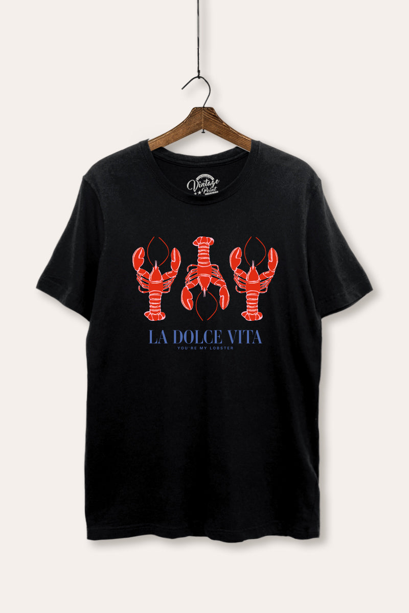 "la dolce vita" lobster graphic women's basic tee
