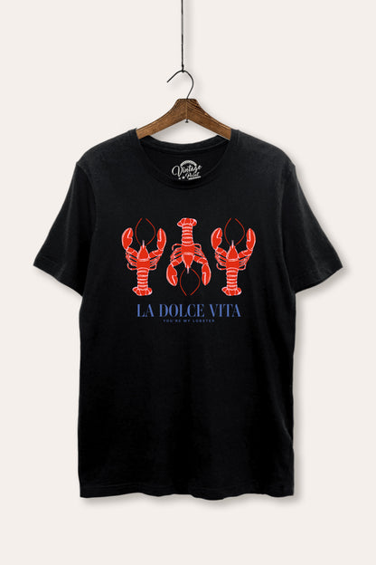 "la dolce vita" lobster graphic women's basic tee