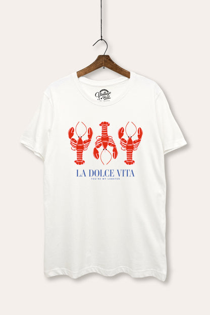 "la dolce vita" lobster graphic women's basic tee