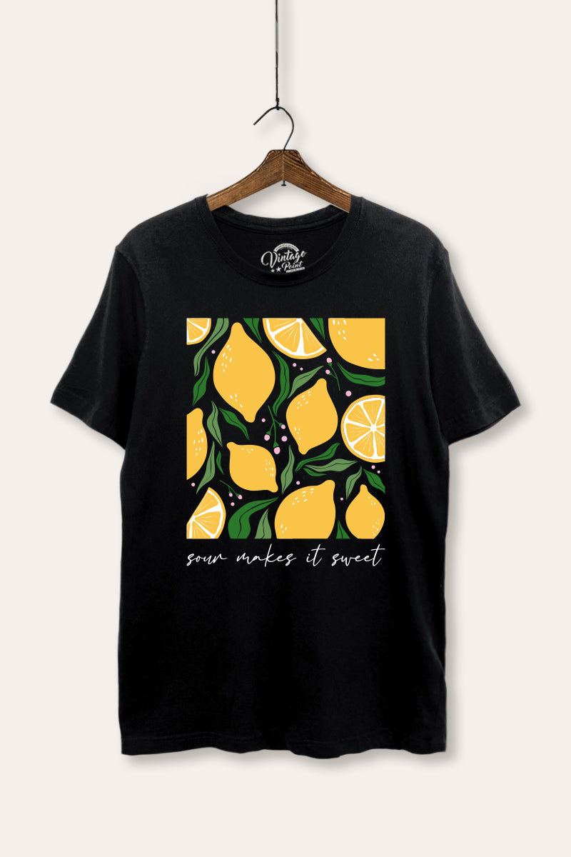 Sour & Sweet Lemon Fruit Graphic Women's Basic Casual Tee
