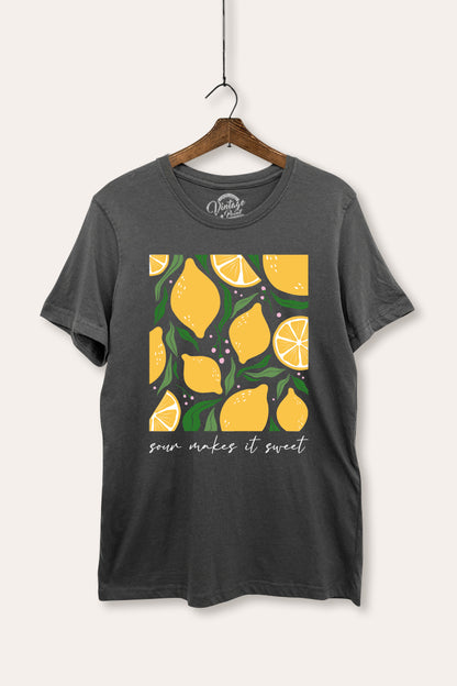 Sour & Sweet Lemon Fruit Graphic Women's Basic Casual Tee