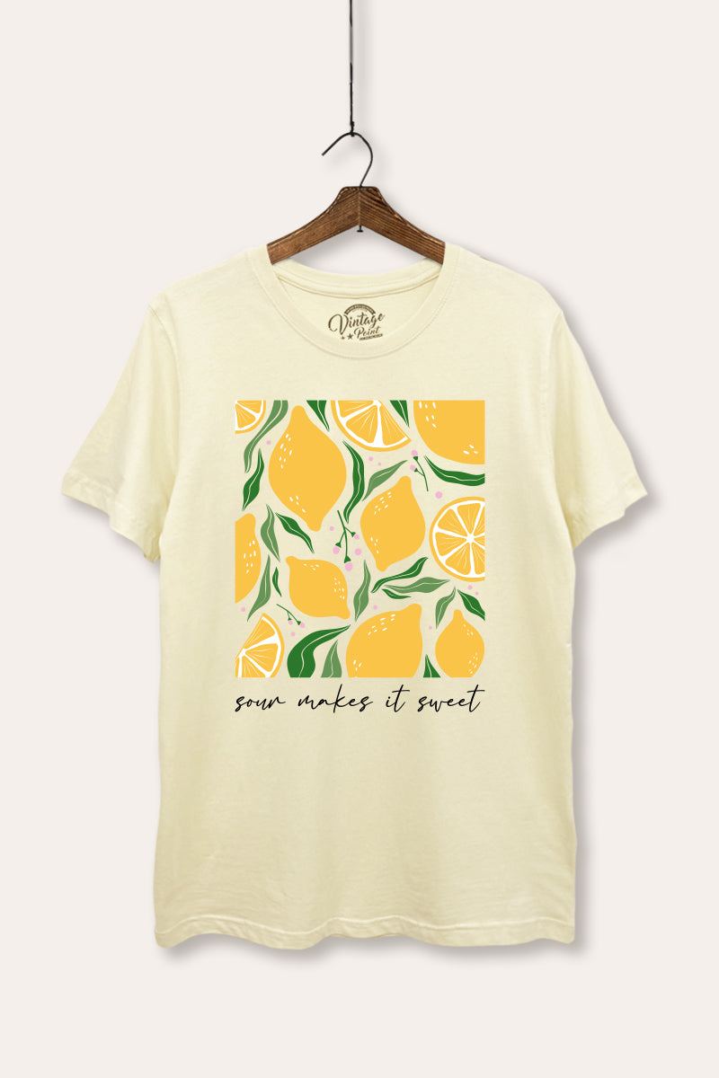 Sour & Sweet Lemon Fruit Graphic Women's Basic Casual Tee