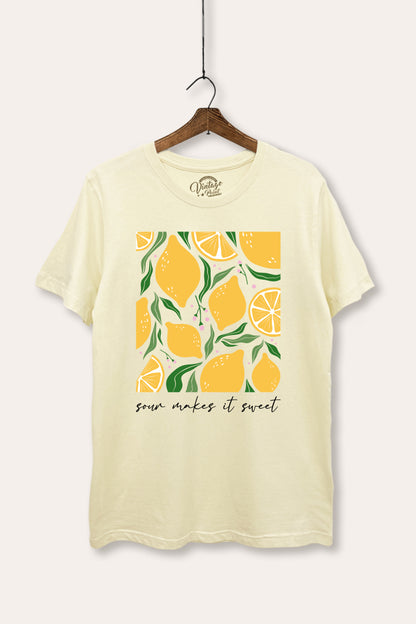 Sour & Sweet Lemon Fruit Graphic Women's Basic Casual Tee