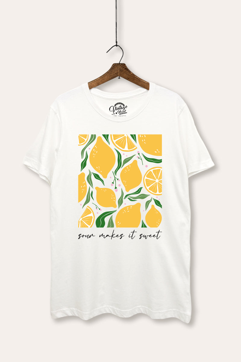 Sour & Sweet Lemon Fruit Graphic Women's Basic Casual Tee