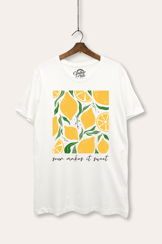 Sour & Sweet Lemon Fruit Graphic Women's Basic Casual Tee