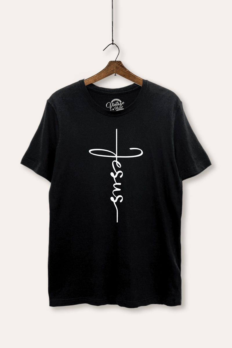 Jesus Cross Typography Women's Basic Casual Tee