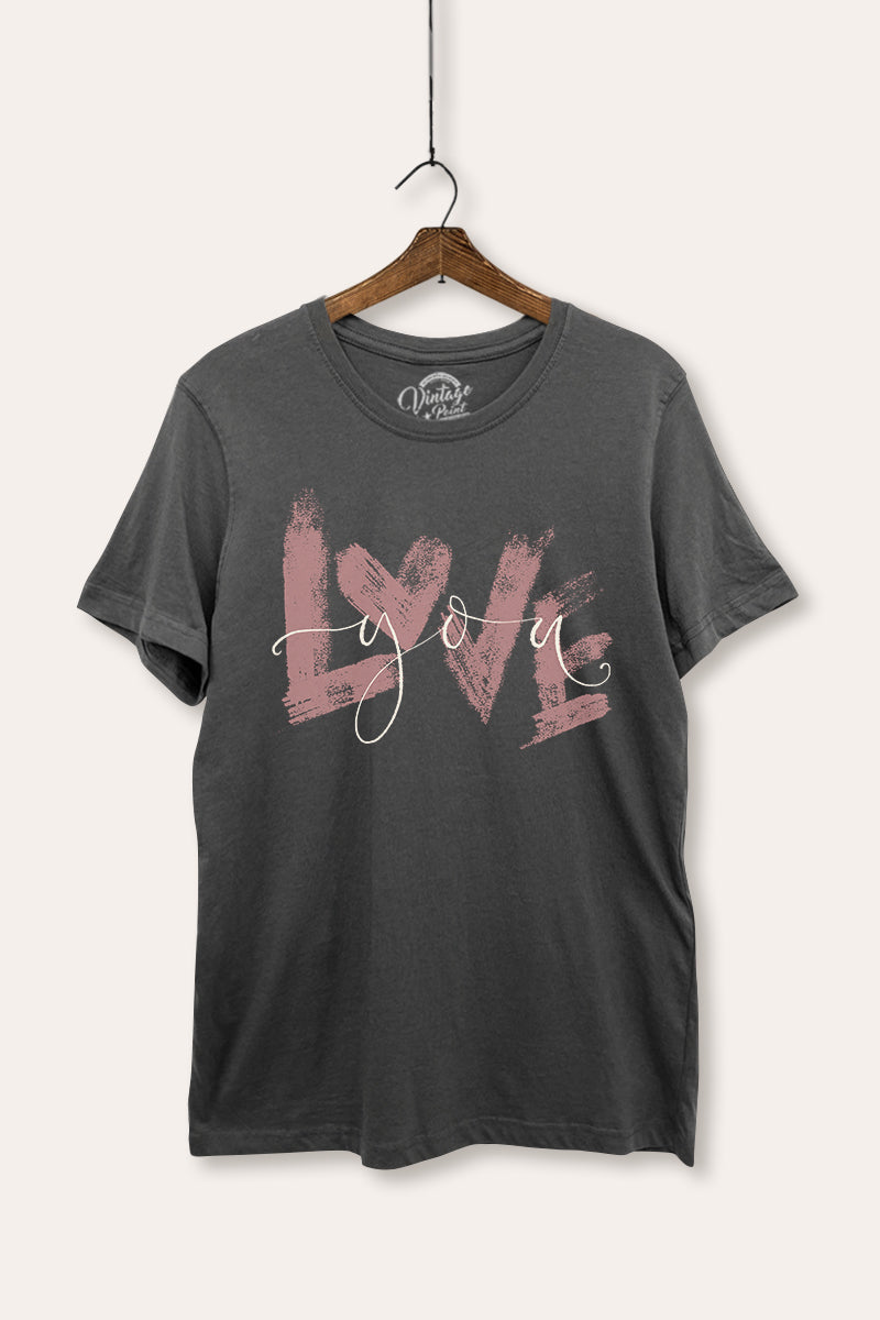 Love You Heart Graphic Women's Basic Casual Tee