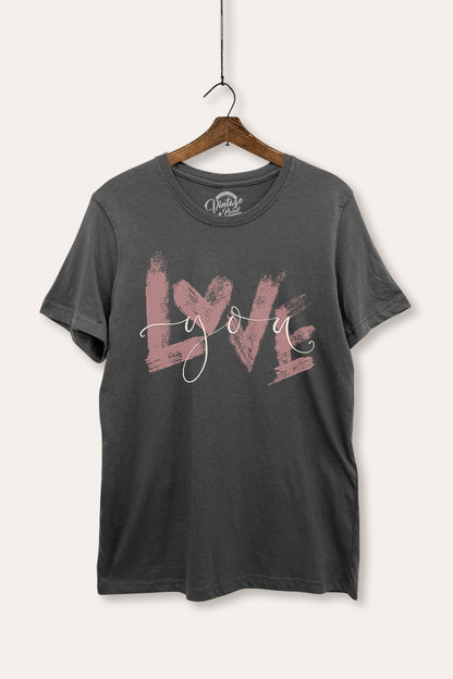 Love You Heart Graphic Women's Basic Casual Tee