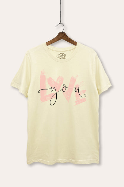 Love You Heart Graphic Women's Basic Casual Tee