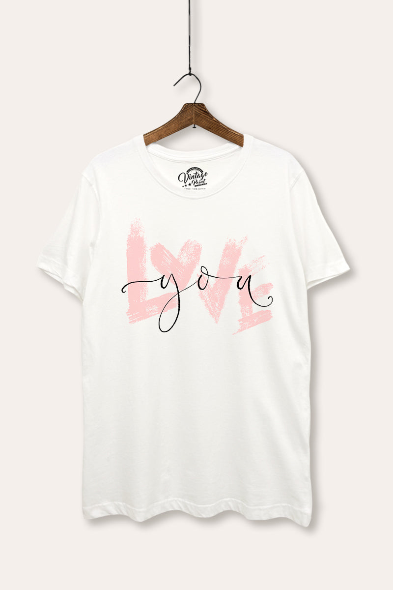 Love You Heart Graphic Women's Basic Casual Tee