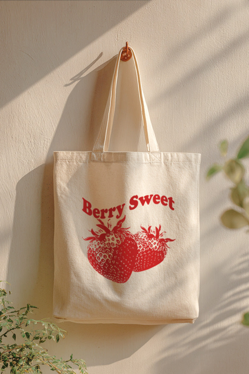 Berry Sweet Fruit Graphic Canvas Tote Bag