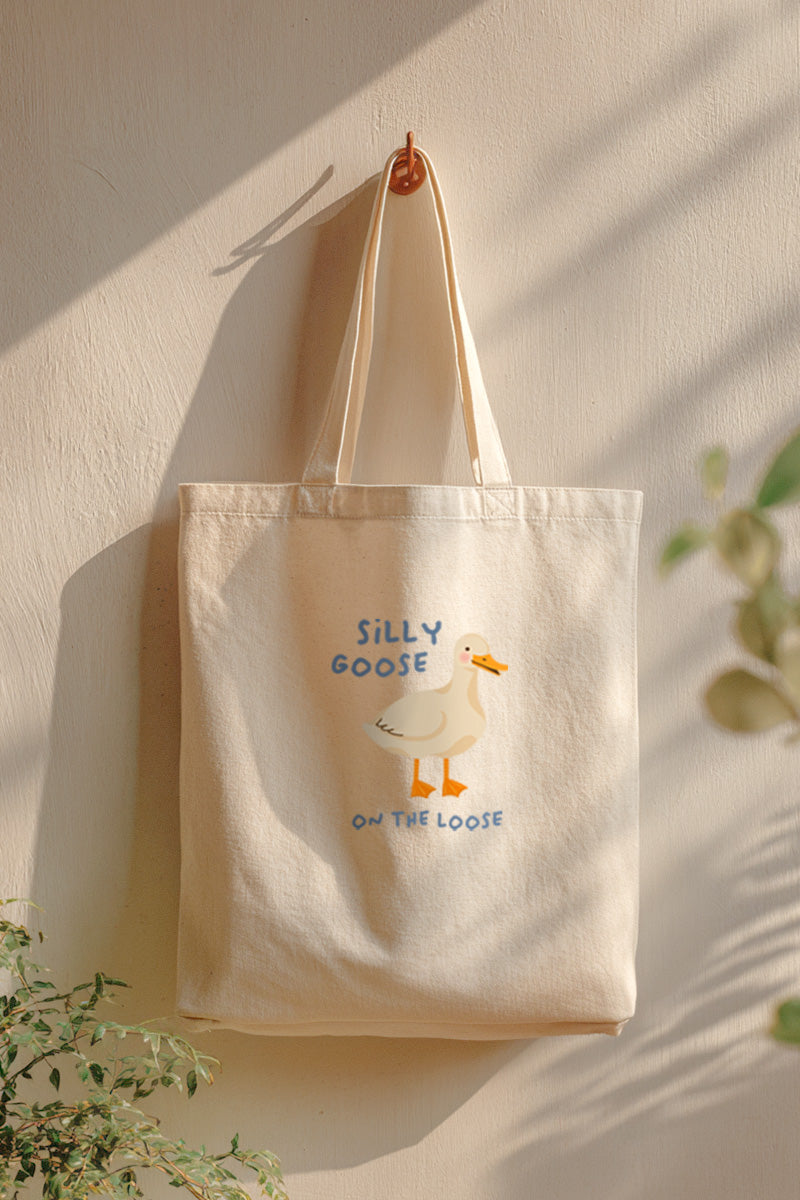 Silly Goose Pastel Graphic Canvas Tote Bag