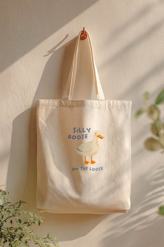 Silly Goose Pastel Graphic Canvas Tote Bag
