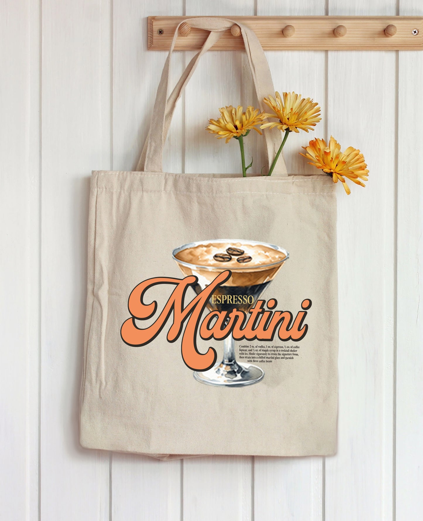 espresso martini graphic canvas tote bag