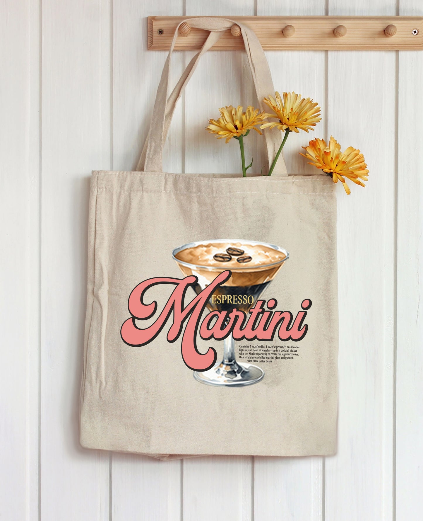 espresso martini graphic canvas tote bag