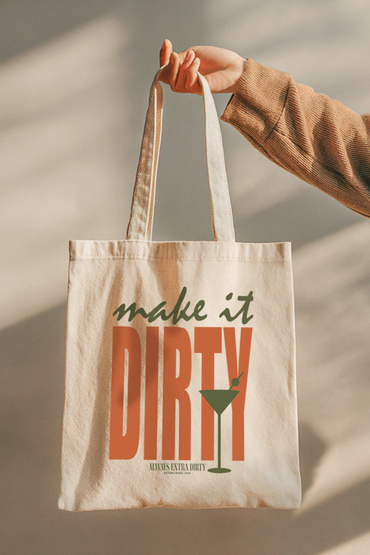 Make It Dirty Martini Graphic Canvas Tote Bag