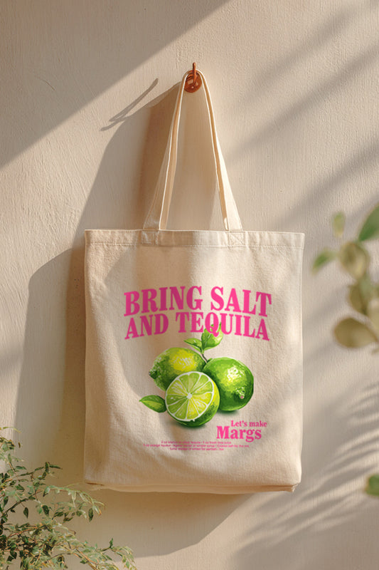 Salt Tequila & Margarita Graphic Canvas Tote Bag