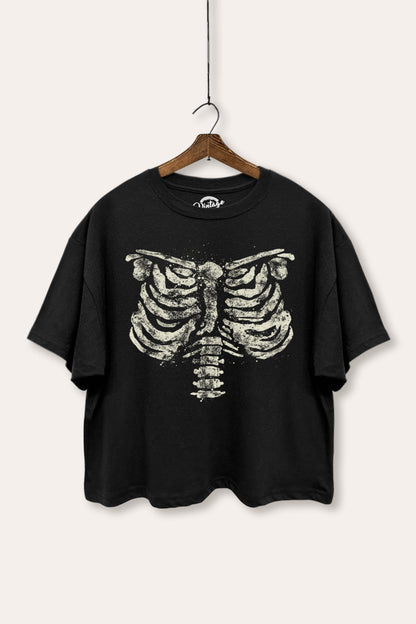 Halloween X-Ray Ribs Graphic Boxy Crop Top