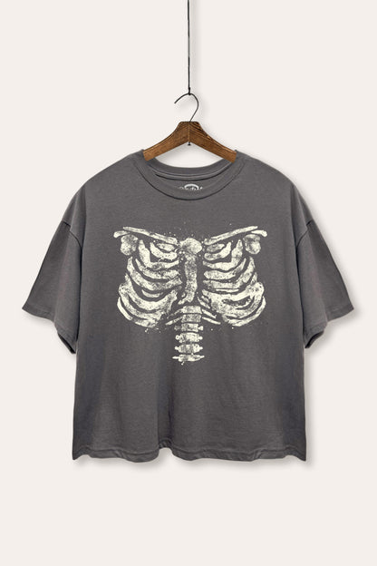 Halloween X-Ray Ribs Graphic Boxy Crop Top