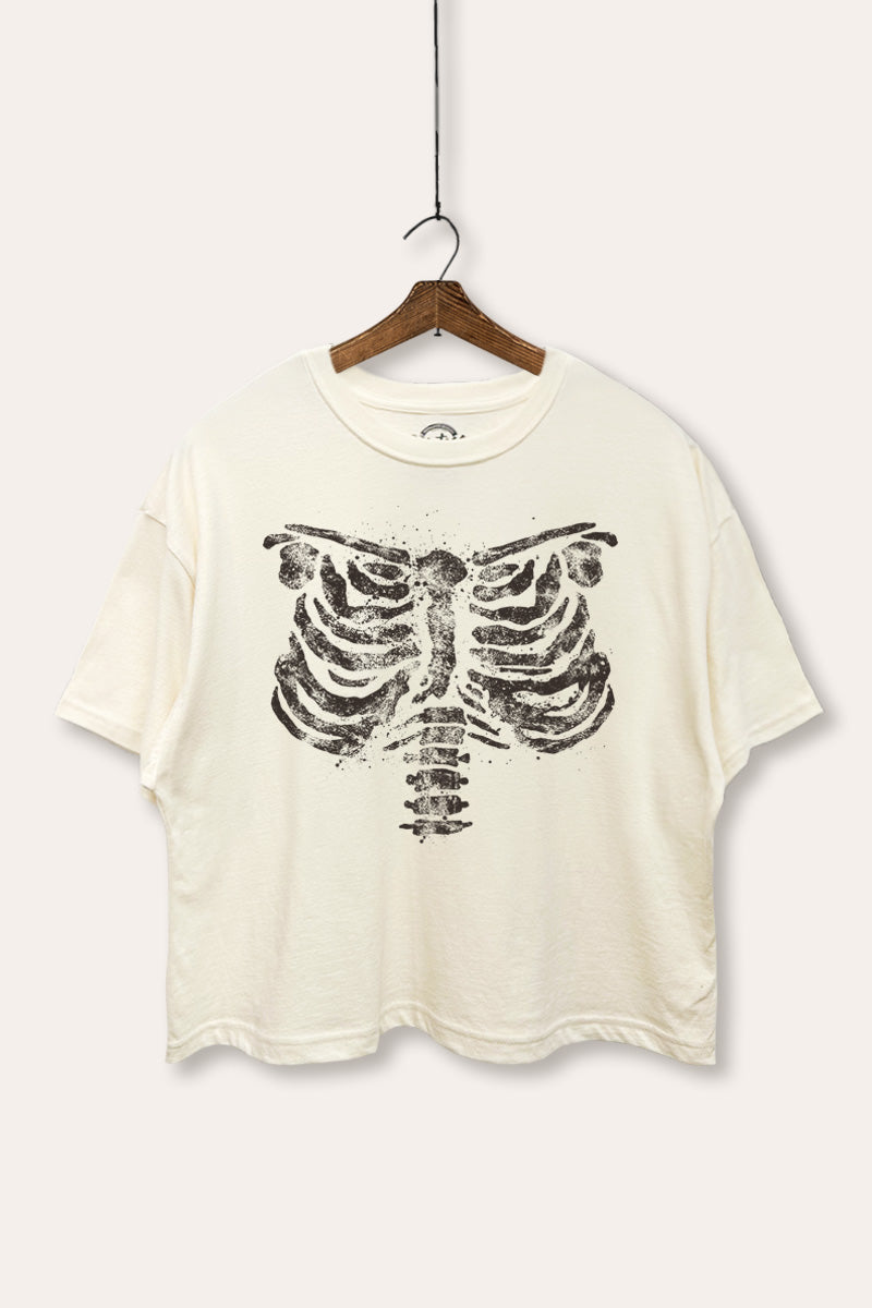 x-ray rib cage oversized halloween graphic crop top