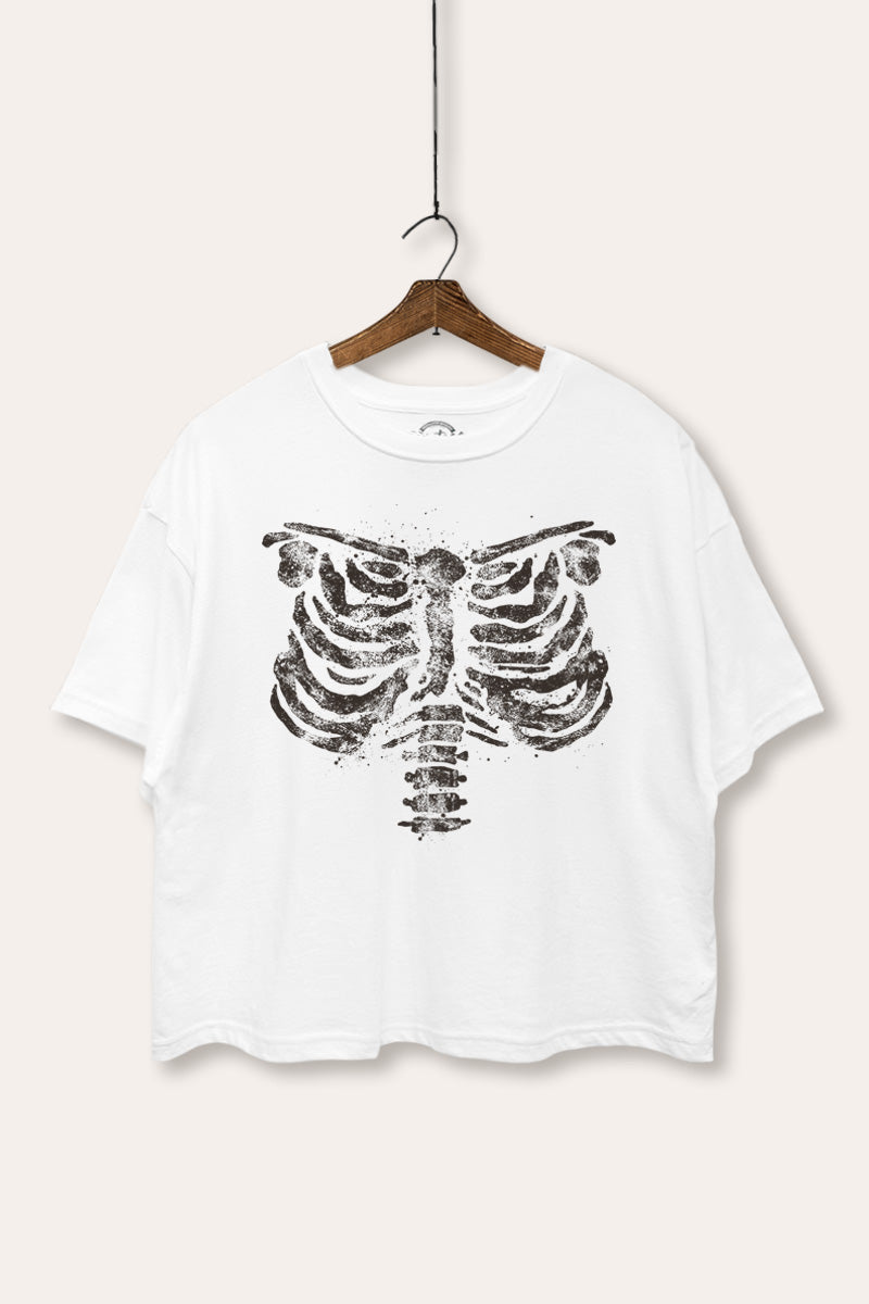 x-ray rib cage oversized halloween graphic crop top
