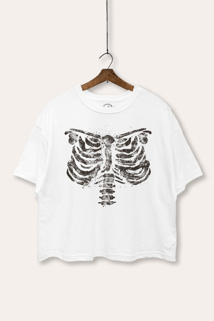 Halloween X-Ray Ribs Graphic Boxy Crop Top