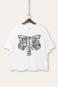 x-ray rib cage oversized halloween graphic crop top