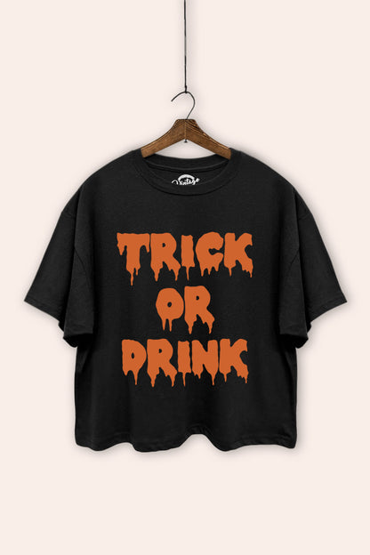 Trick Or Drink Spooky Graphic Boxy Crop Top