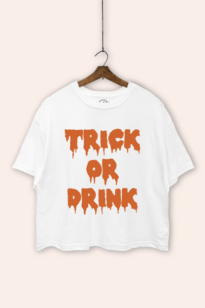 Trick Or Drink Spooky Graphic Boxy Crop Top
