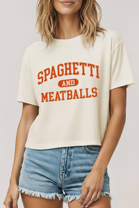 spaghetti & meatballs graphic boxy crop top