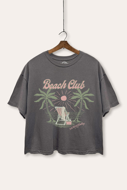 Beach Club Coastal Graphic Boxy Crop Top