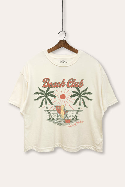 Beach Club Coastal Graphic Boxy Crop Top