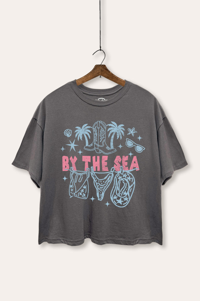 By the Sea Coastal Graphic Boxy Crop Top