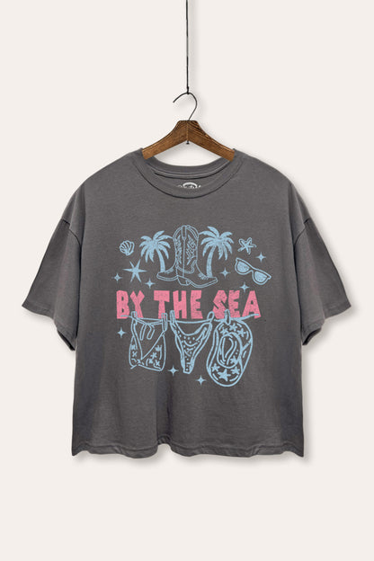 By the Sea Coastal Graphic Boxy Crop Top