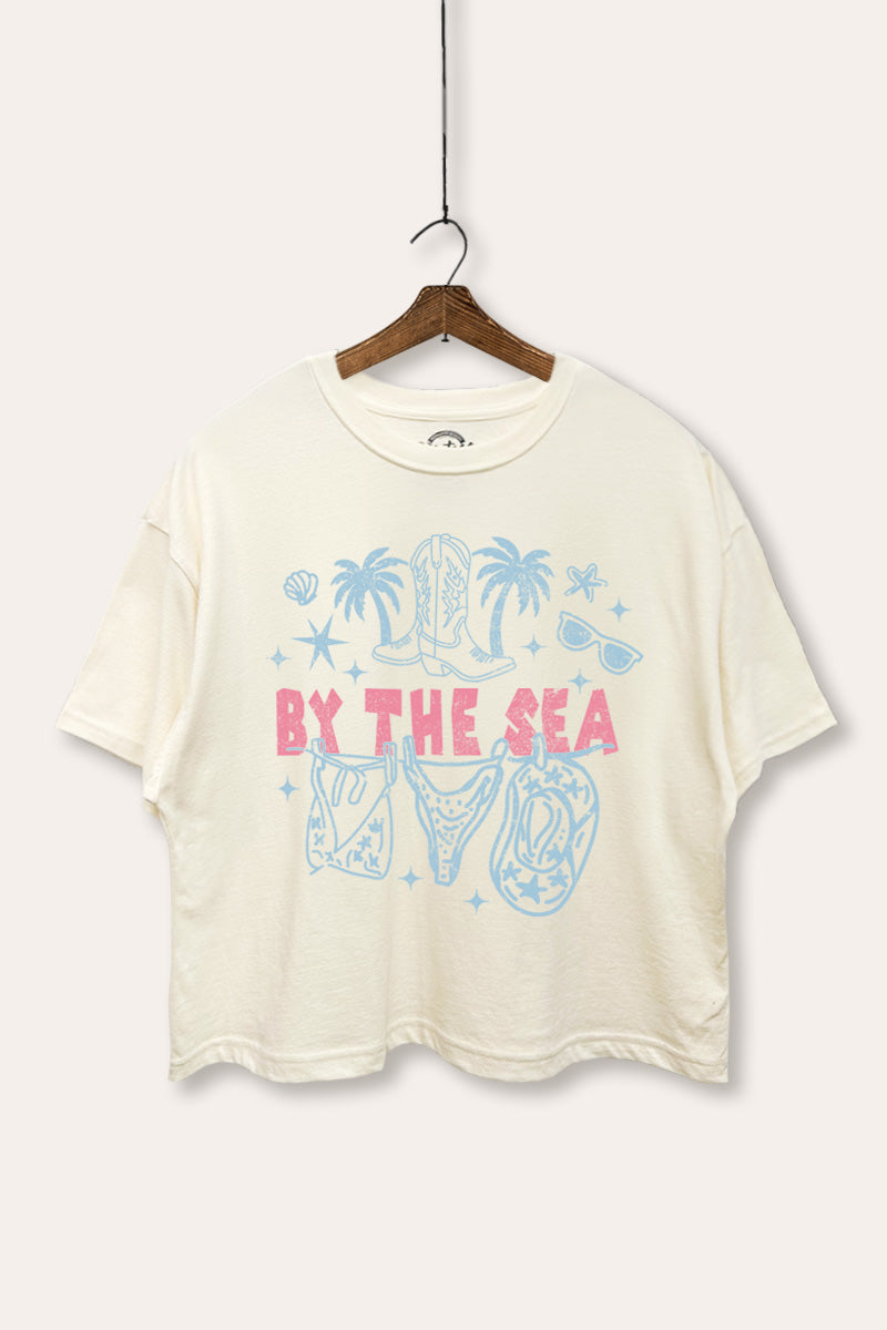 By the Sea Coastal Graphic Boxy Crop Top