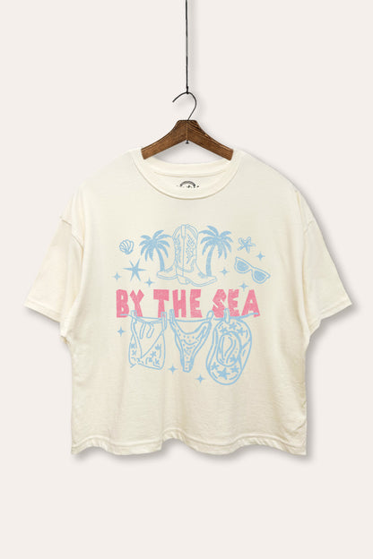 By the Sea Coastal Graphic Boxy Crop Top