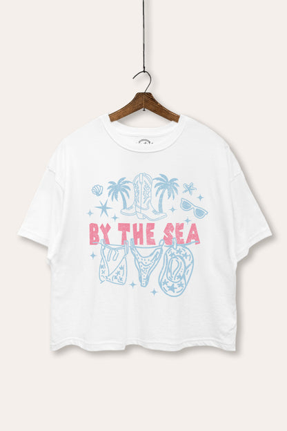 By the Sea Coastal Graphic Boxy Crop Top