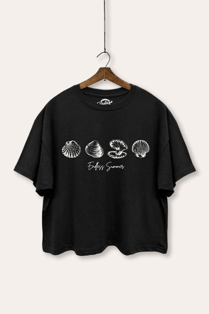 Endless Summer Seashells Graphic Boxy Crop Top