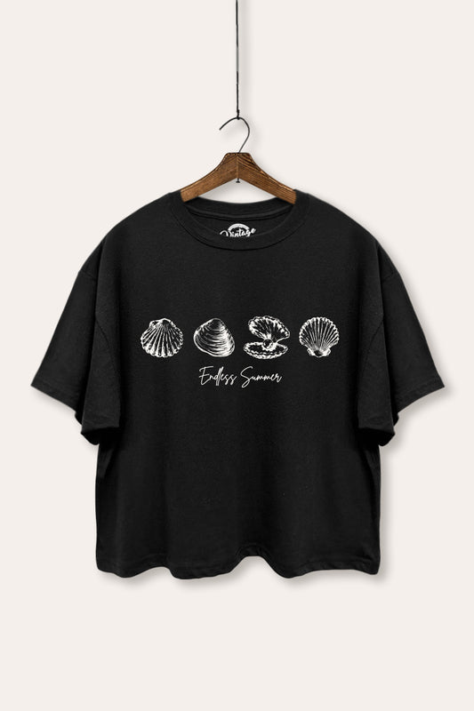 Endless Summer Seashells Graphic Boxy Crop Top