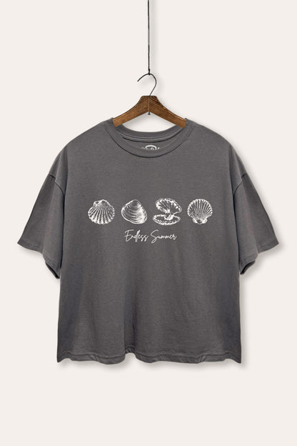 Endless Summer Seashells Graphic Boxy Crop Top