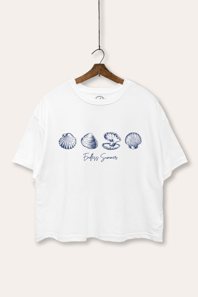 Endless Summer Seashells Graphic Boxy Crop Top