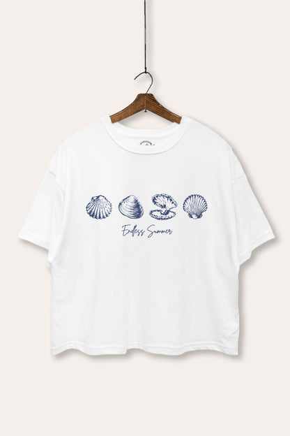 Endless Summer Seashells Graphic Boxy Crop Top
