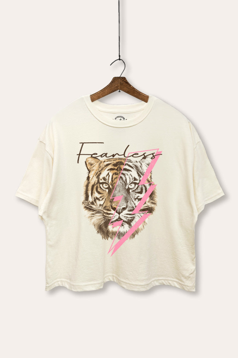fearless lightning tiger boxy graphic crop top