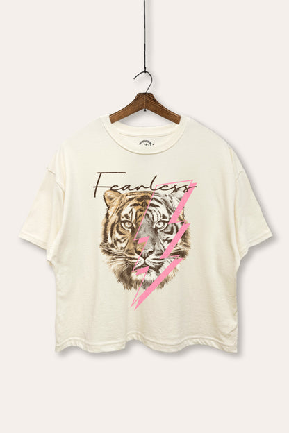 Fearless Tiger Lightning Graphic Boxy Crop Top