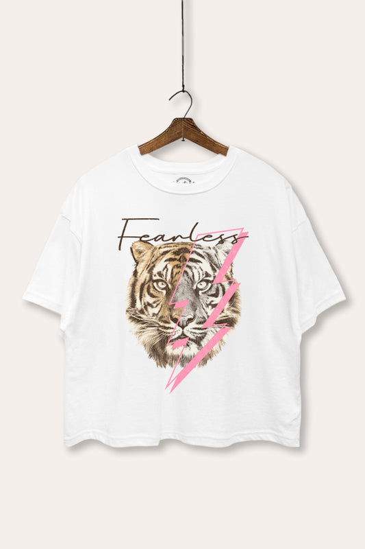 Fearless Tiger Lightning Graphic Boxy Crop Top