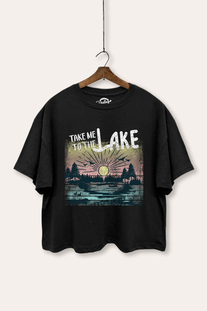 Take Me To The Lake Graphic Boxy Crop Top