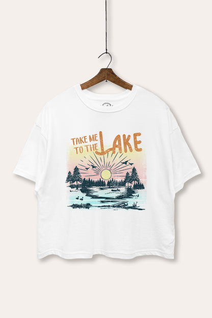 Take Me To The Lake Graphic Boxy Crop Top